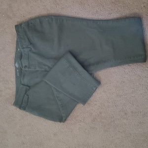 Army green skinny leg jeans